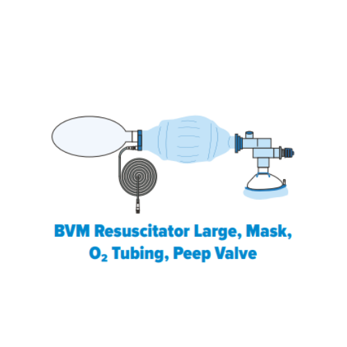 BVM Resüsitatör Büyük Boy, Maske, O² Hortumu, Peep Valfi
