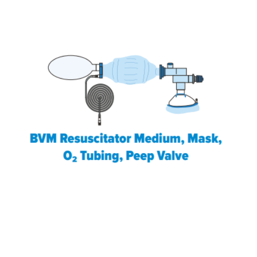 BVM Resüsitatör Orta Boy, Maske, O² Hortumu, Peep Valfi