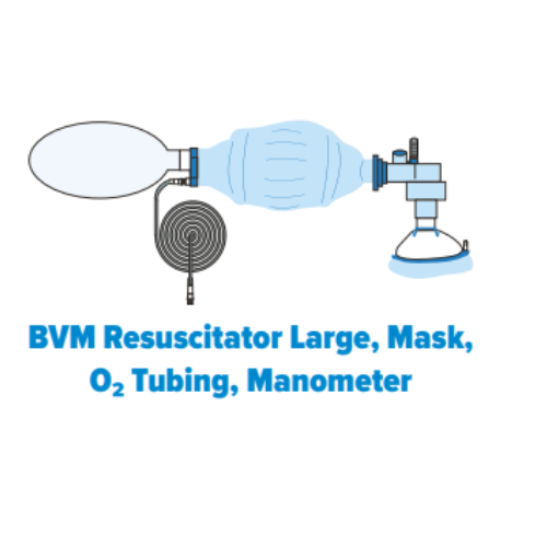 BVM Resüsitatör Büyük Boy, Maske, O² Hortumu, Manometre
