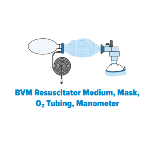 BVM Resüsitatör Orta Boy, Maske, O² Hortumu, Manometre