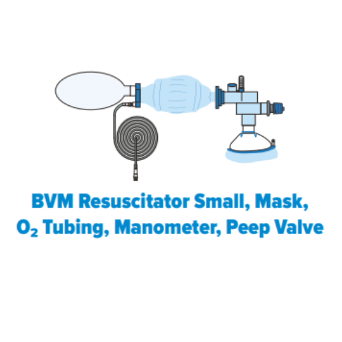 BVM Resüsitatör Küçük Boy, Maske, O² Hortumu, Manometre, Peep Valfi
