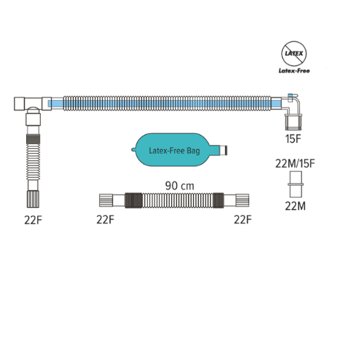 Coaxial Circuits With Extendible Limb, Latex-Free Breathing Bag